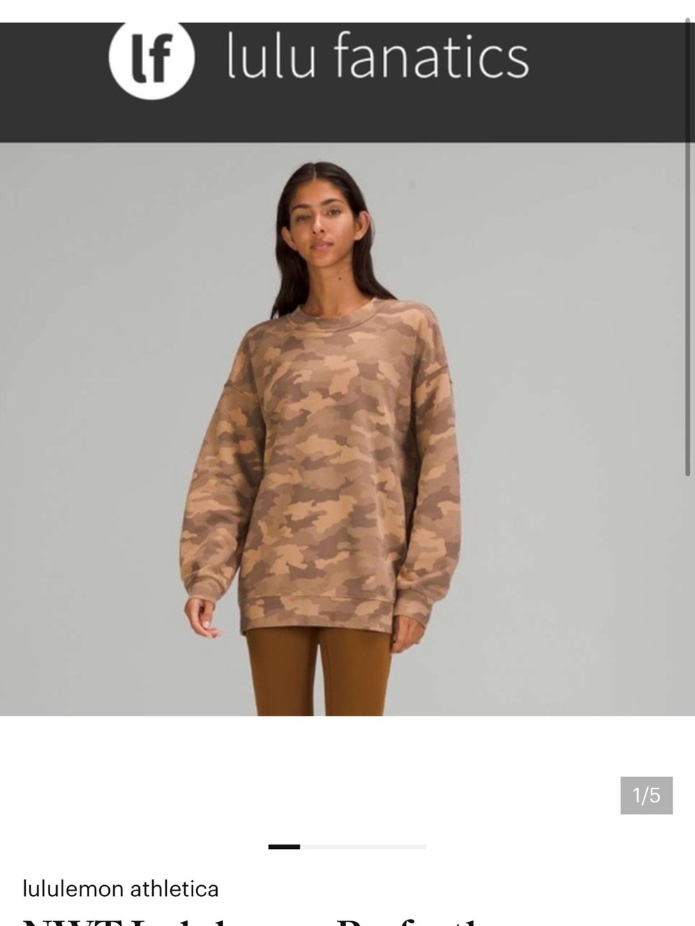 lululemon athletica Beige Camo Oversized Crewneck Sweater